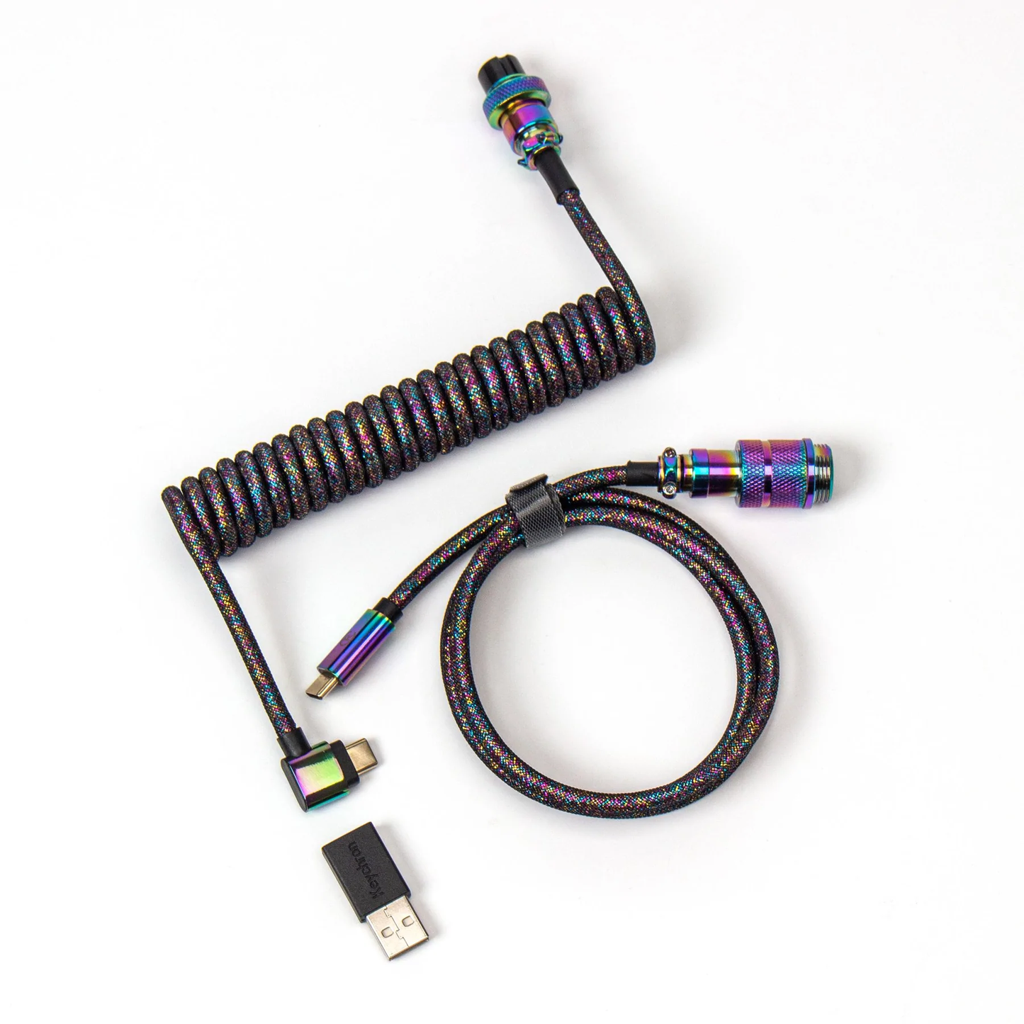 Keychron Premium Coiled Aviator Cable Rainbiw Plated Black