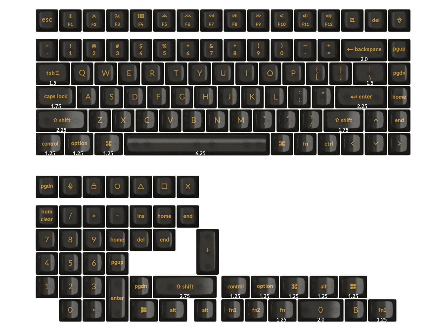 Black Transparent OSA Full Set Keycap Set (137 Keycaps)