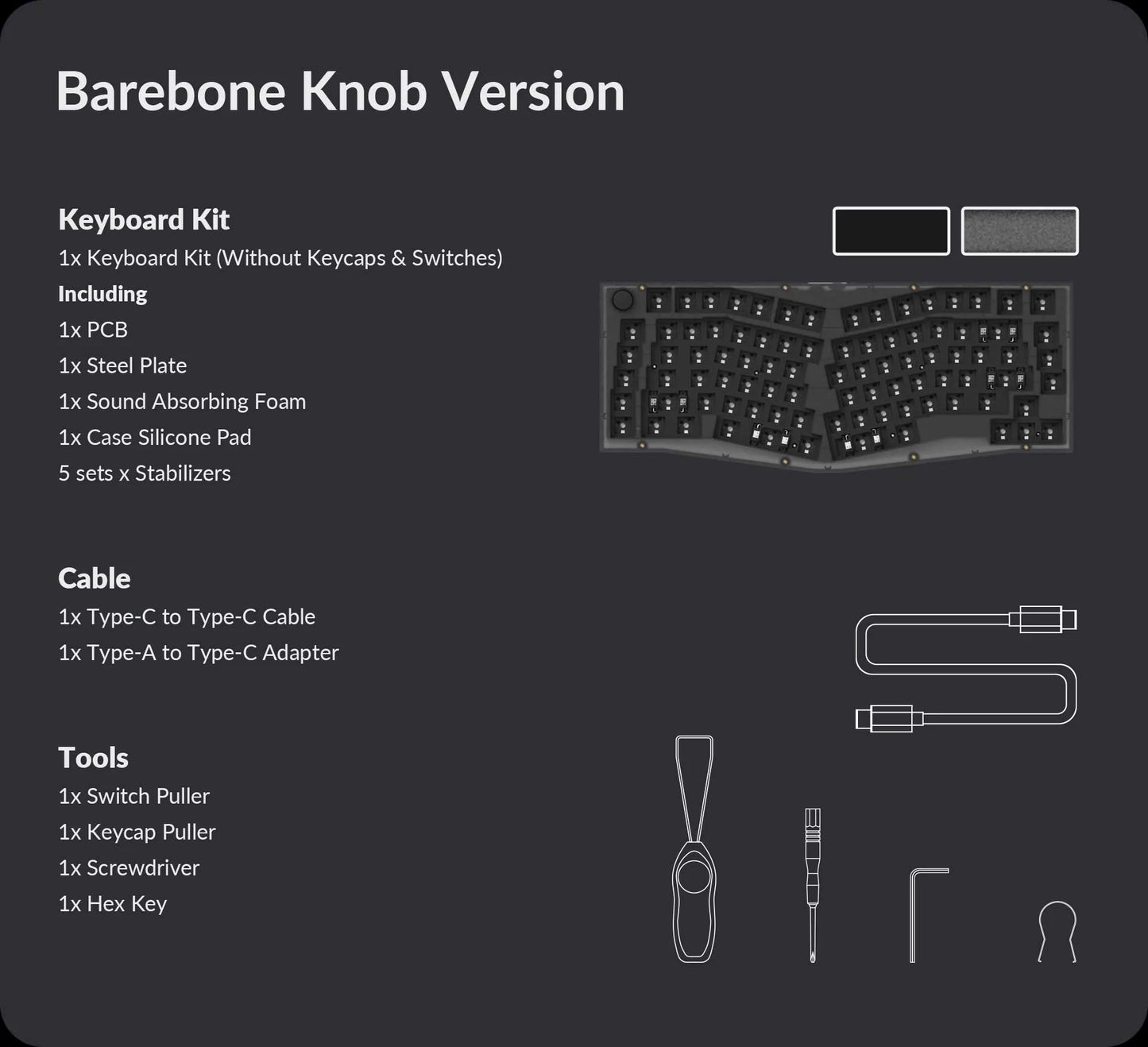 Keychron V10 QMK/VIA Mehanička Tastatura (Carbon Black) (Barebone Knob Version)