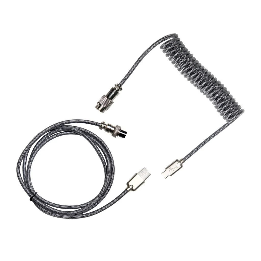 Royale Kludge Coiled Cable USB & Type C / Gray / 4pins / Ukrasni coiled kabl za tastature 1.2 m Sivi