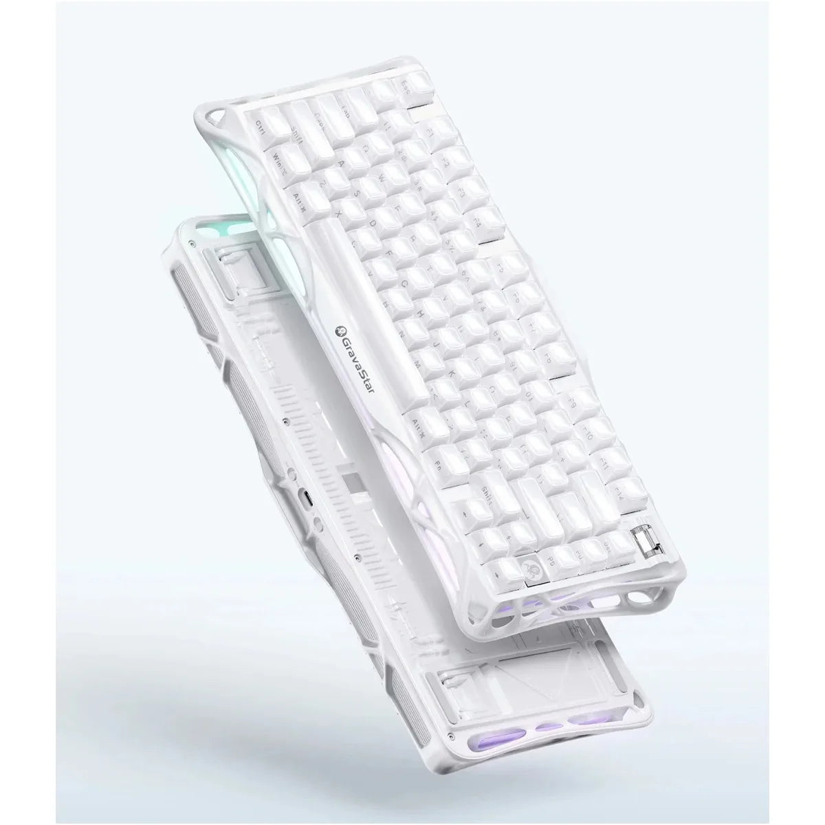 GravaStar Mercury K1 75% Wireless Mechanical Gaming Keyboard/Special Edition Opaline White/Aluminium Alloy/ Hot-Swap/Sideprint keycaps/Kalih Cherry Pink linear switches