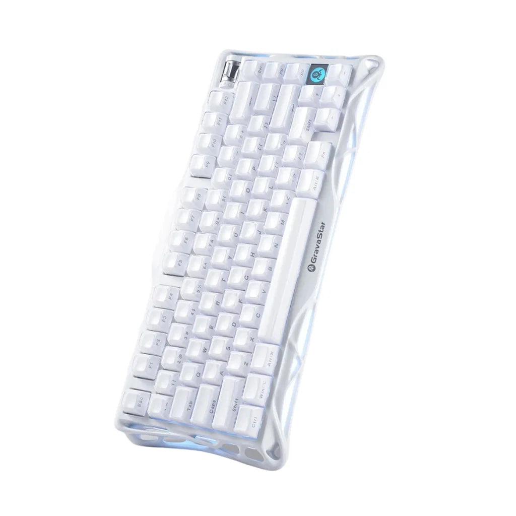 GravaStar Mercury K1 75% Wireless Mechanical Gaming Keyboard/Special Edition Opaline White/Aluminium Alloy/ Hot-Swap/Sideprint keycaps/Kalih Cherry Pink linear switches