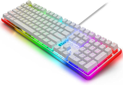 RK ROYAL KLUDGE RK918 RGB Backlit Gaming Keyboard with Large LED Sorrounding Side Lamp Red Switch White