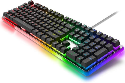 RK ROYAL KLUDGE RK918 RGB Backlit Gaming Keyboard with Large LED Sorrounding Side Lamp Brown Switch Black