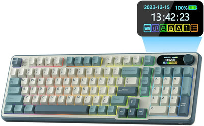 RK ROYAL KLUDGE S98 Smart Display & Knob, Light Cloud (Brown switch) Wireless Mechanical Keyboard