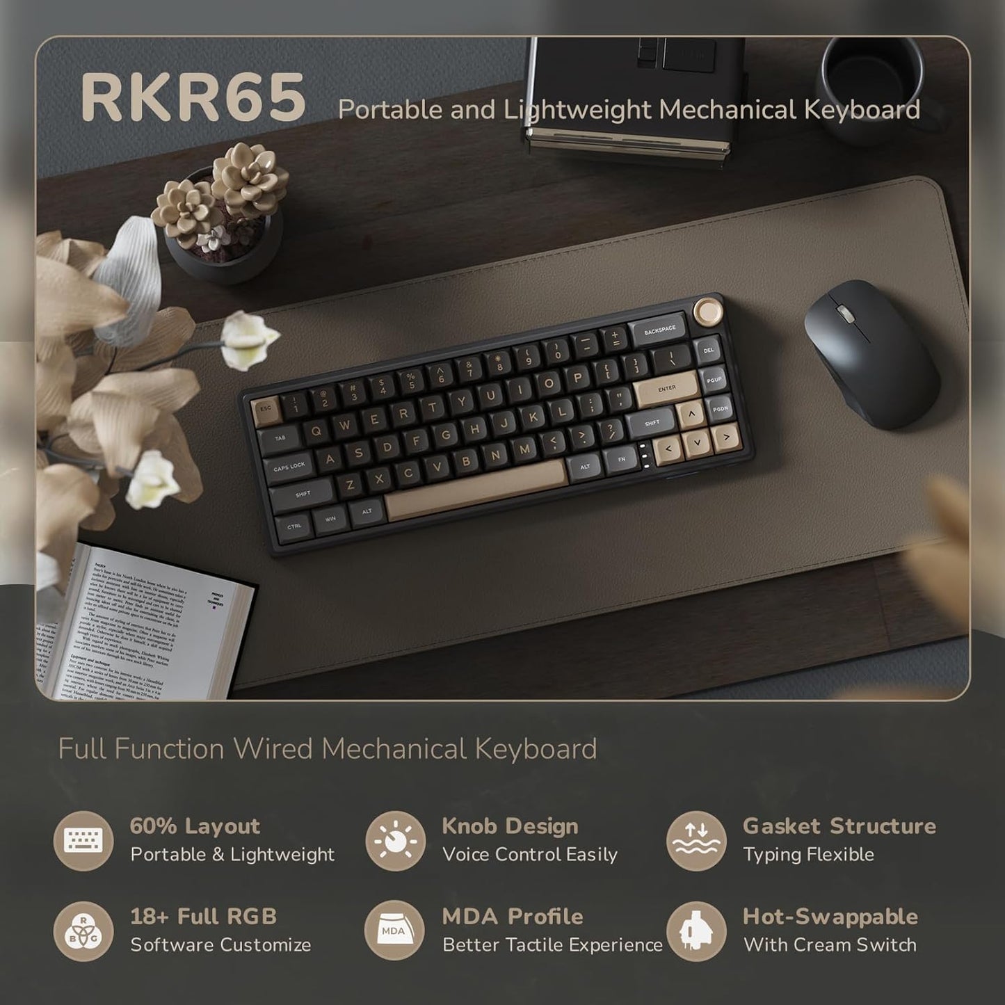 Royal Kludge RK R65 Wired RGB Hot Swap (Chartreuse Switch) Phantom Mechanical Gaming Keyboard