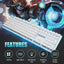 RK ROYAL KLUDGE RK918 RGB Backlit Gaming Keyboard with Large LED Sorrounding Side Lamp Red Switch White