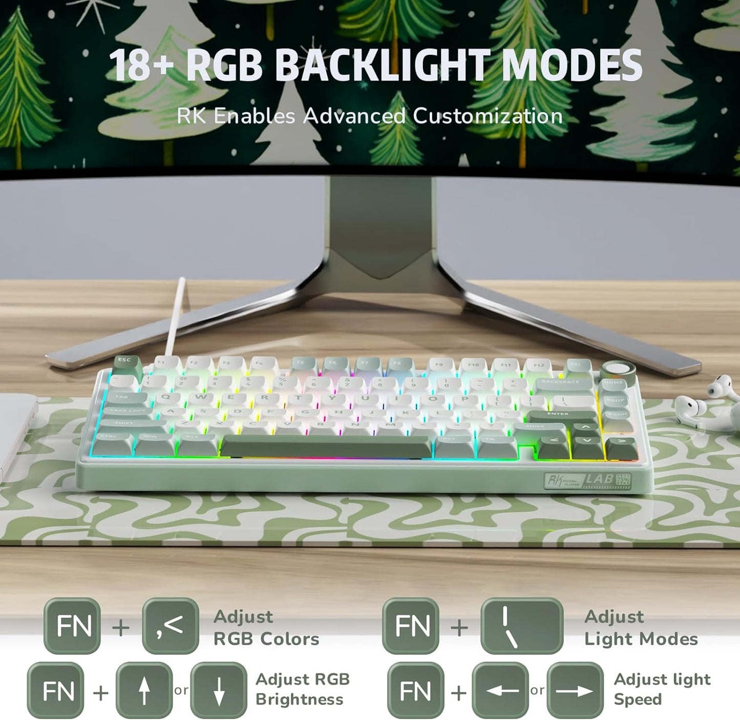 RK ROYAL KLUDGE R75 Sky Cyan Mechanical Keyboard - K Silver Switch