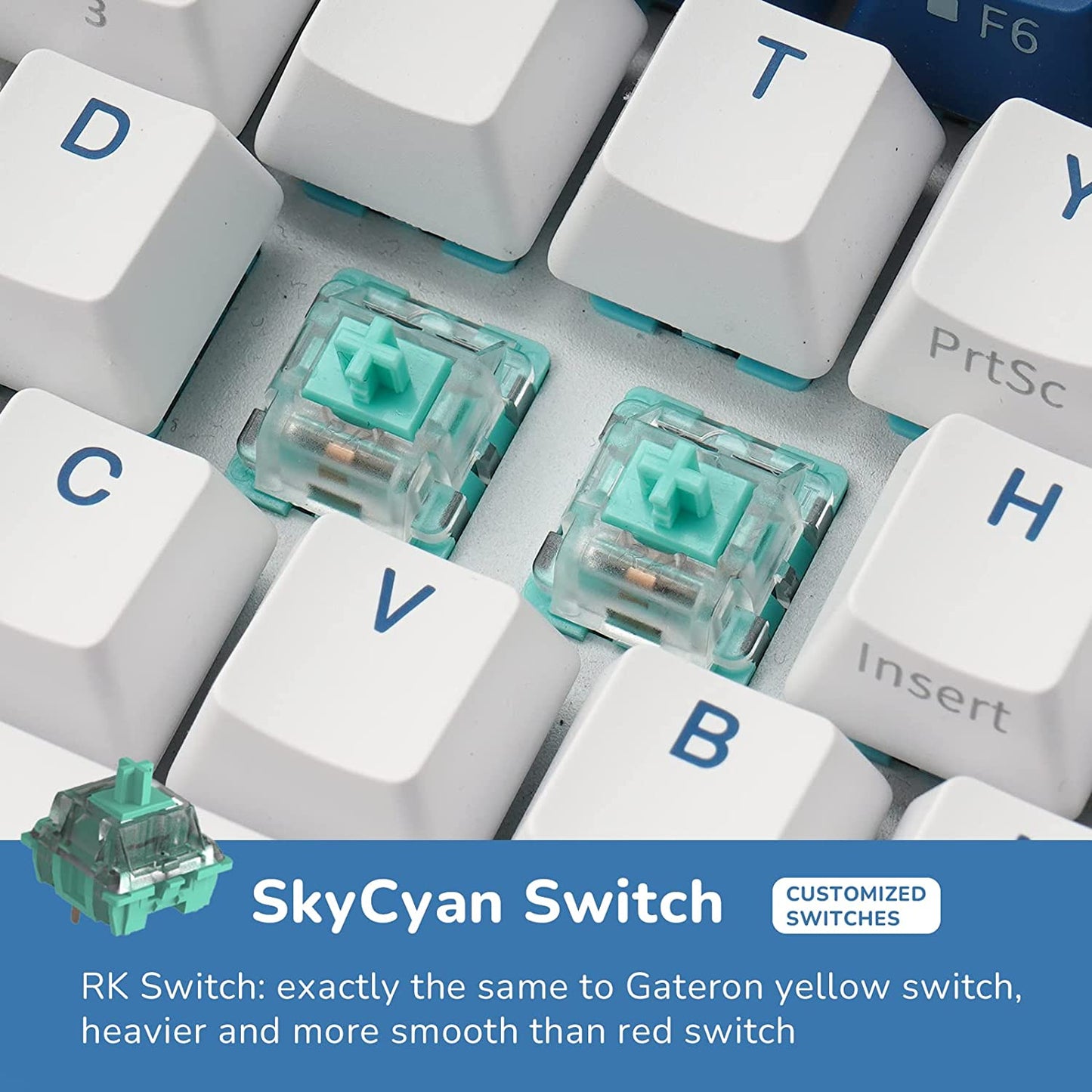 Royal Kludge RK61 Plus Wireless Mehanička Tastatura White (Hot-swappable) (RK Klein Sky Cyan Switch)