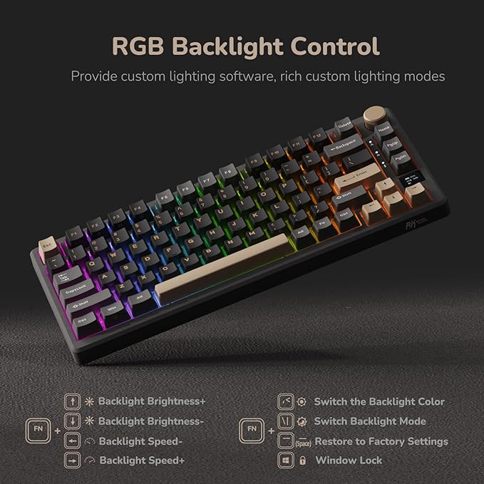 RK ROYAL KLUDGE M75 Display & Knob, RGB Backlight Hot-Swappable Phantom K silver switch