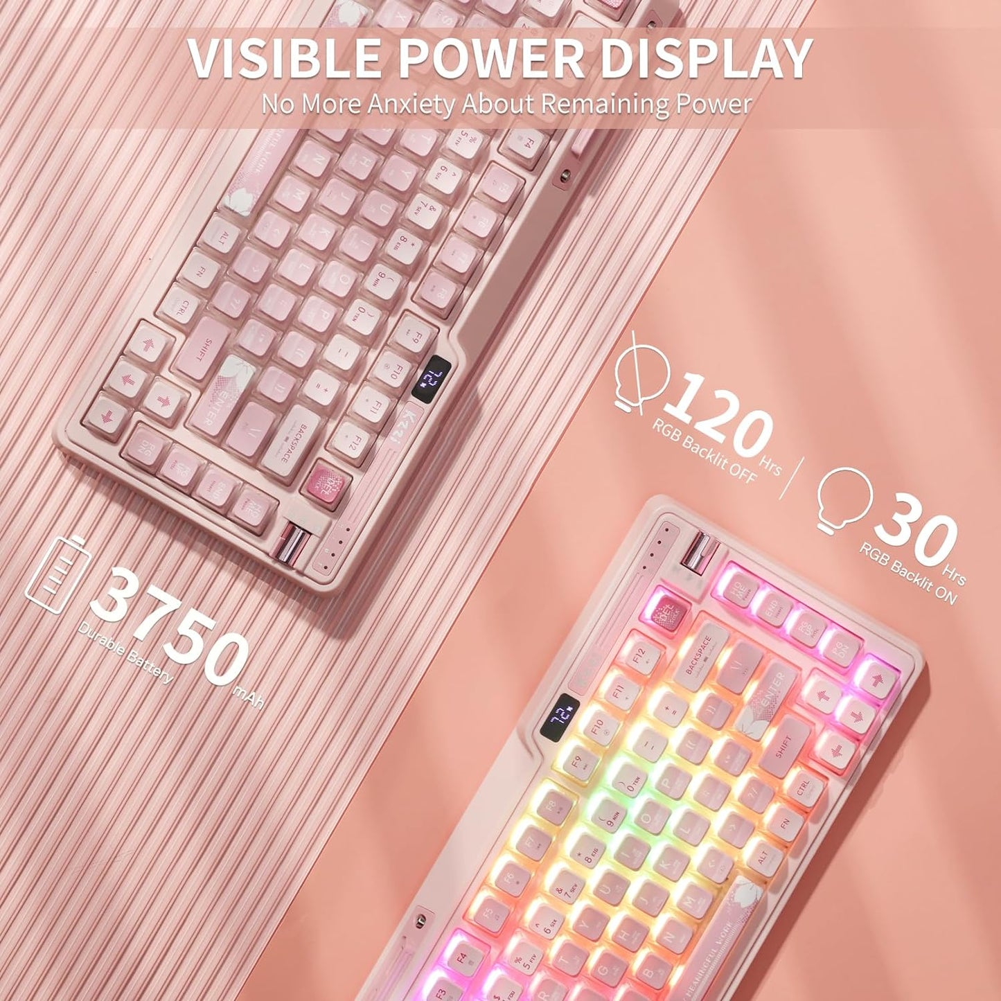 KZZI K75 PRO Sakura Pink RGB Lighting 75% Wireless (Moment Linear Switch)