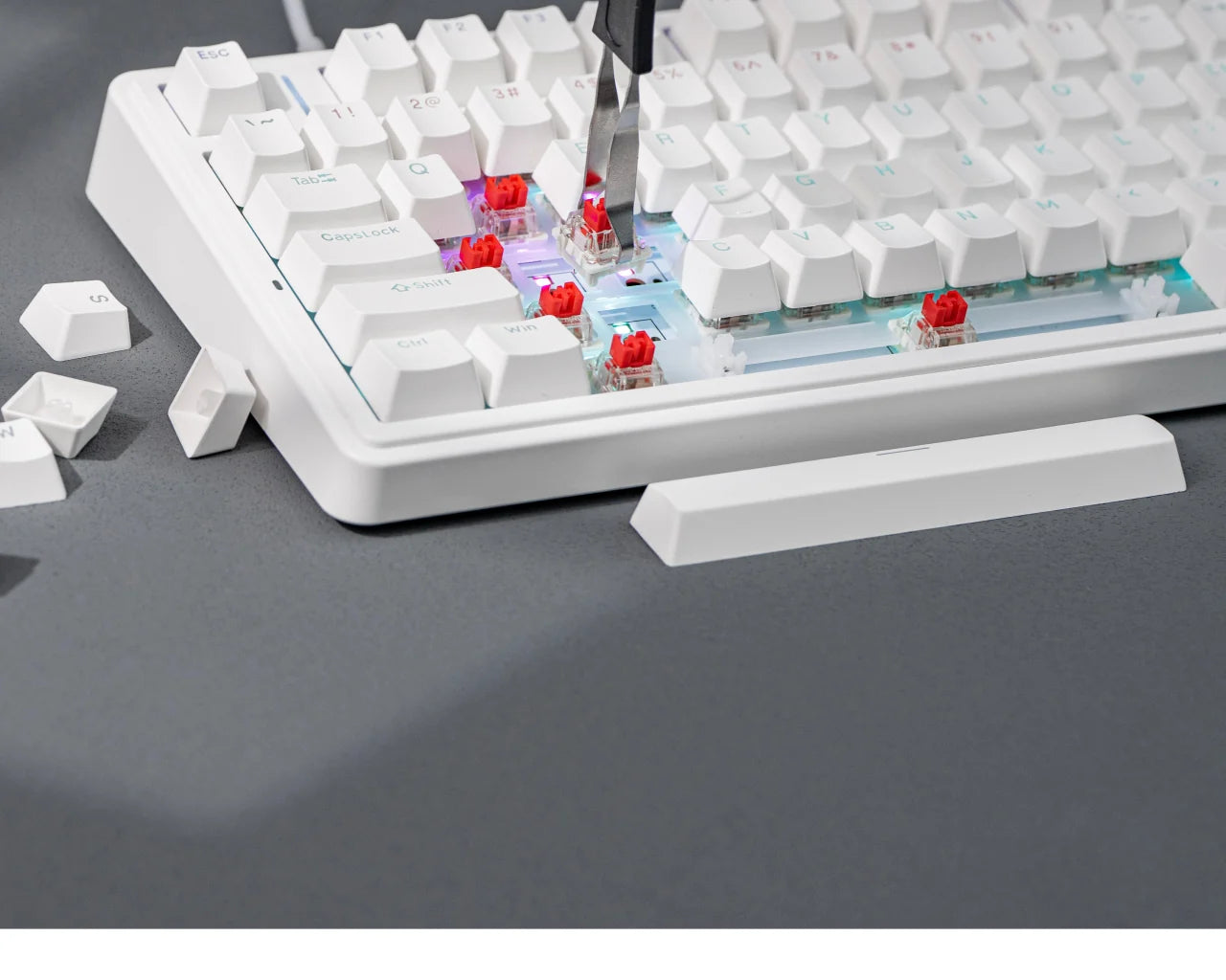 Aula X Epomaker F75 Wired White Bela Outemu Red Switch Žična Hot Swap RGB