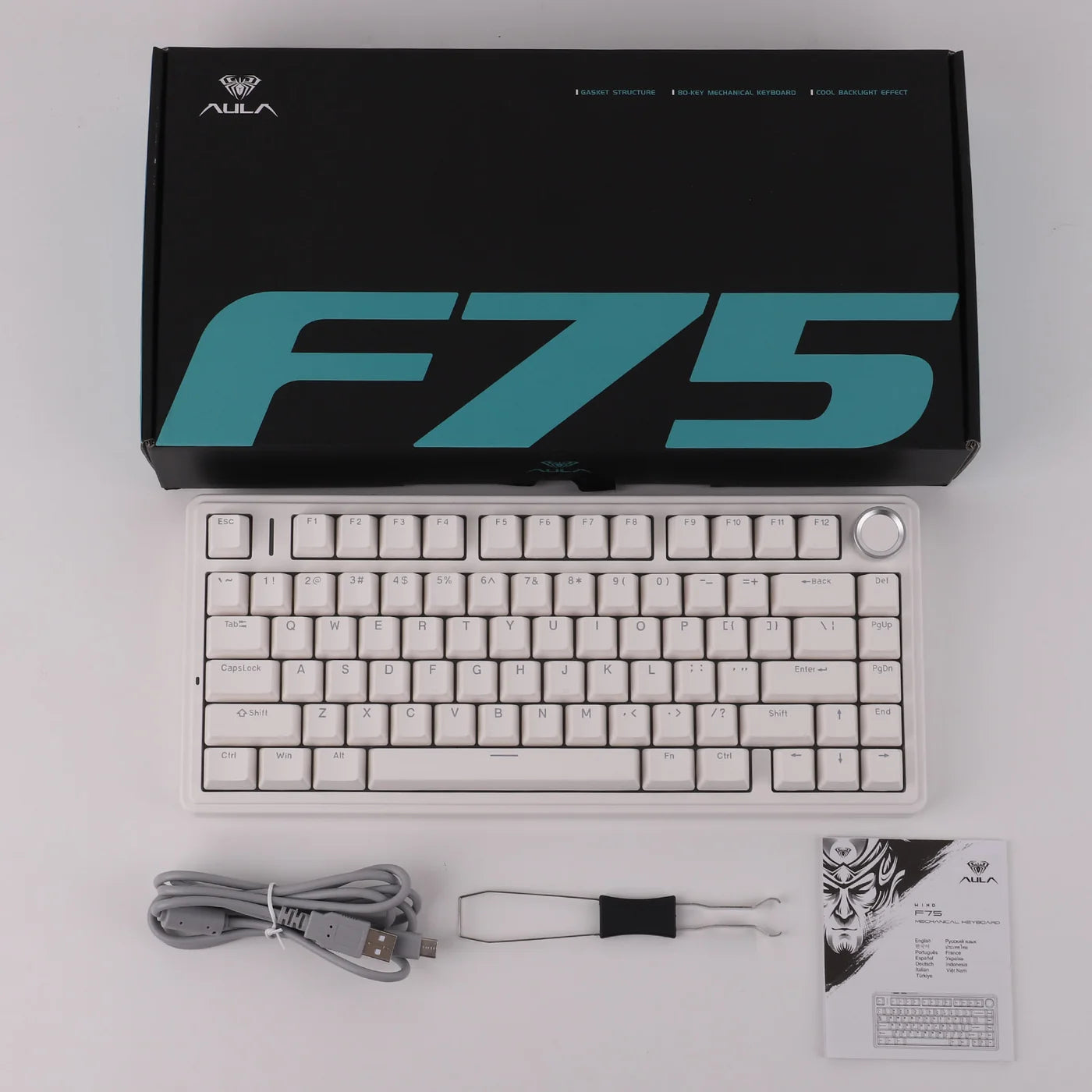 Aula X Epomaker F75 Wired White Bela Outemu Red Switch Žična Hot Swap RGB