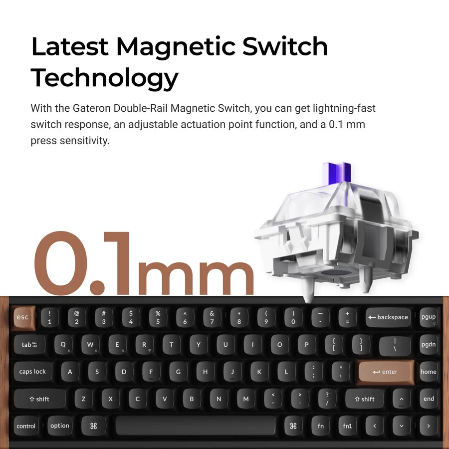 Keychron K6 HE K6H-J1 Black / Wireless / Hot-swap / Hall Effect Magnetic keyboard / RGB / Gateron Double-Rail Magnetic Nebula Switch