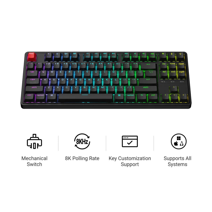 Keychron C3 Pro 8K QMK C3PX-H1 / Wired / Hot-swap / 8k Pooling Rate / Mechanical Keyboard / RGB / Super Red Switch