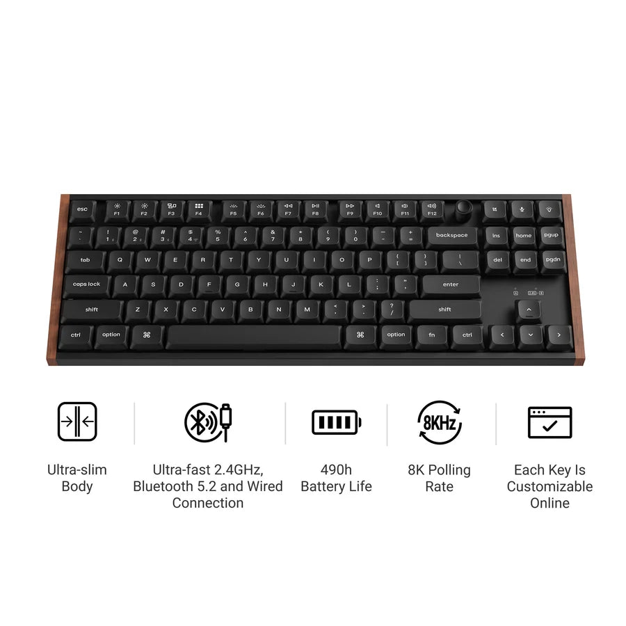 Keychron K1 Ultra 8K K1U-H3 Black / Wireless / Hot-swap / 8k Pooling Rate / Mechanical keyboard / RGB / Keychron Milk Pom Switch - Brown