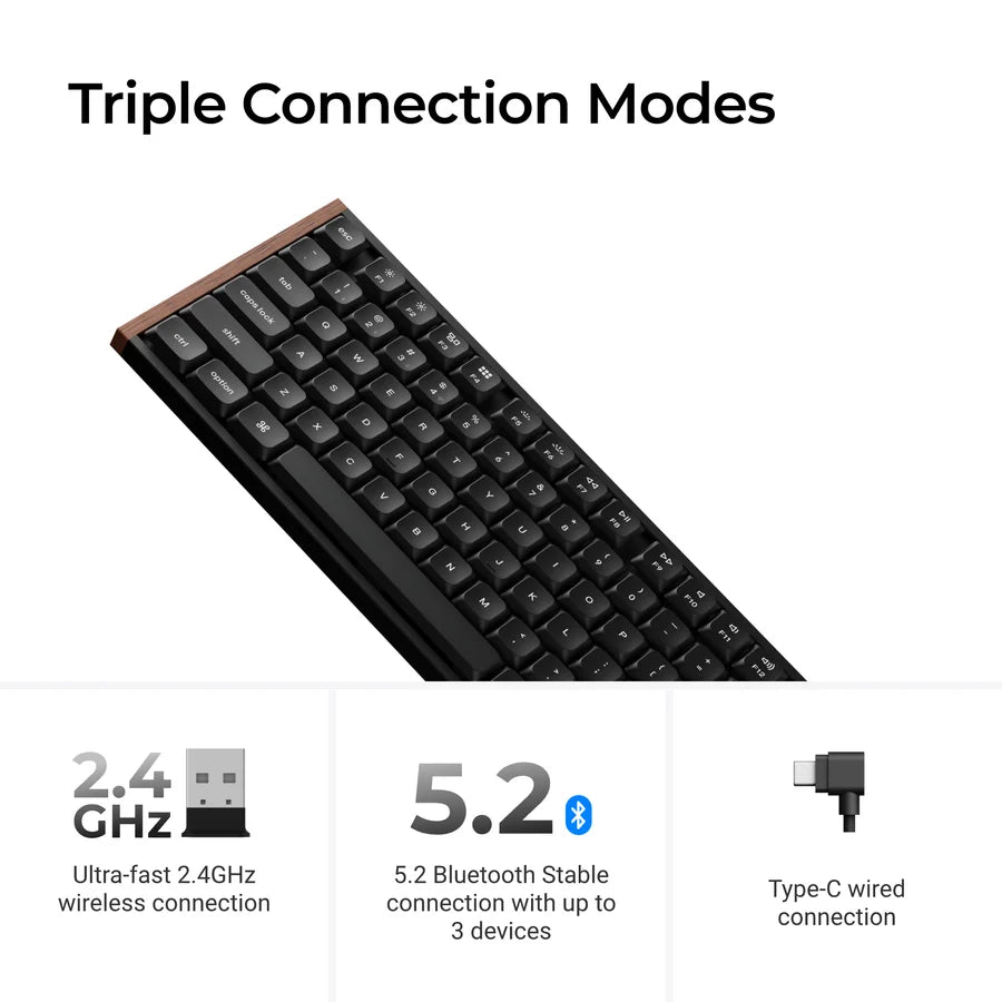 Keychron K1 Ultra 8K K1U-H3 Black / Wireless / Hot-swap / 8k Pooling Rate / Mechanical keyboard / RGB / Keychron Milk Pom Switch - Brown
