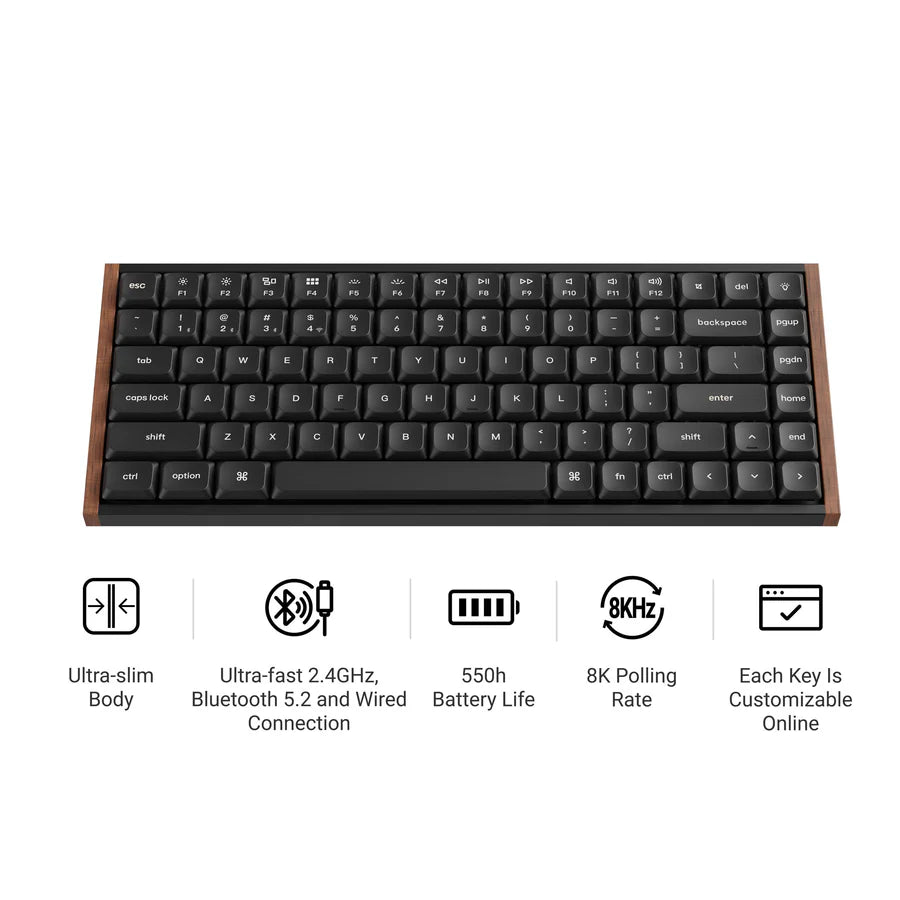 Keychron K3 Ultra 8K K3U-H3 Black / Wireless / Hot-swap / 8k Pooling Rate / Mechanical keyboard / RGB / Keychron Milk POM Brown Switch
