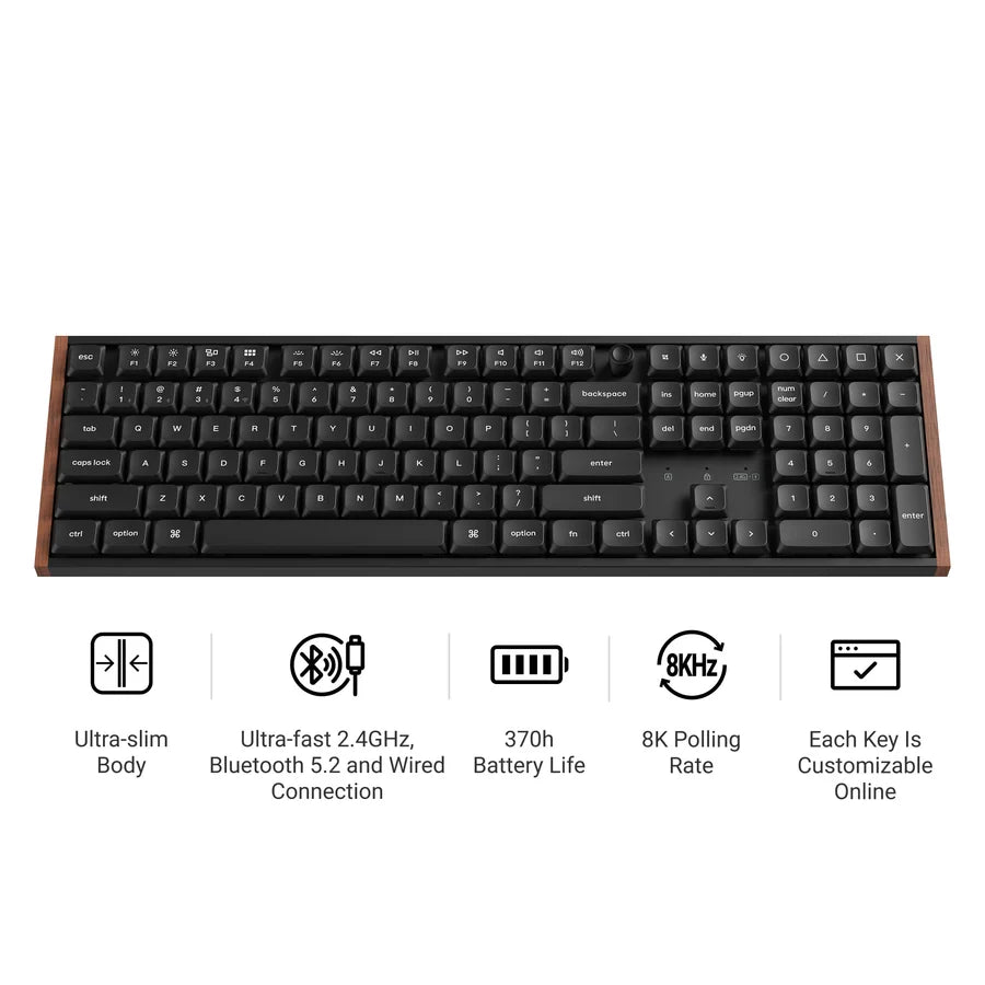 Keychron K5 Ultra 8K K5U-H3 Black / Wireless / Hot-swap / 8k Pooling Rate / Mechanical keyboard / RGB / Keychron Milk POM Switch - Brown
