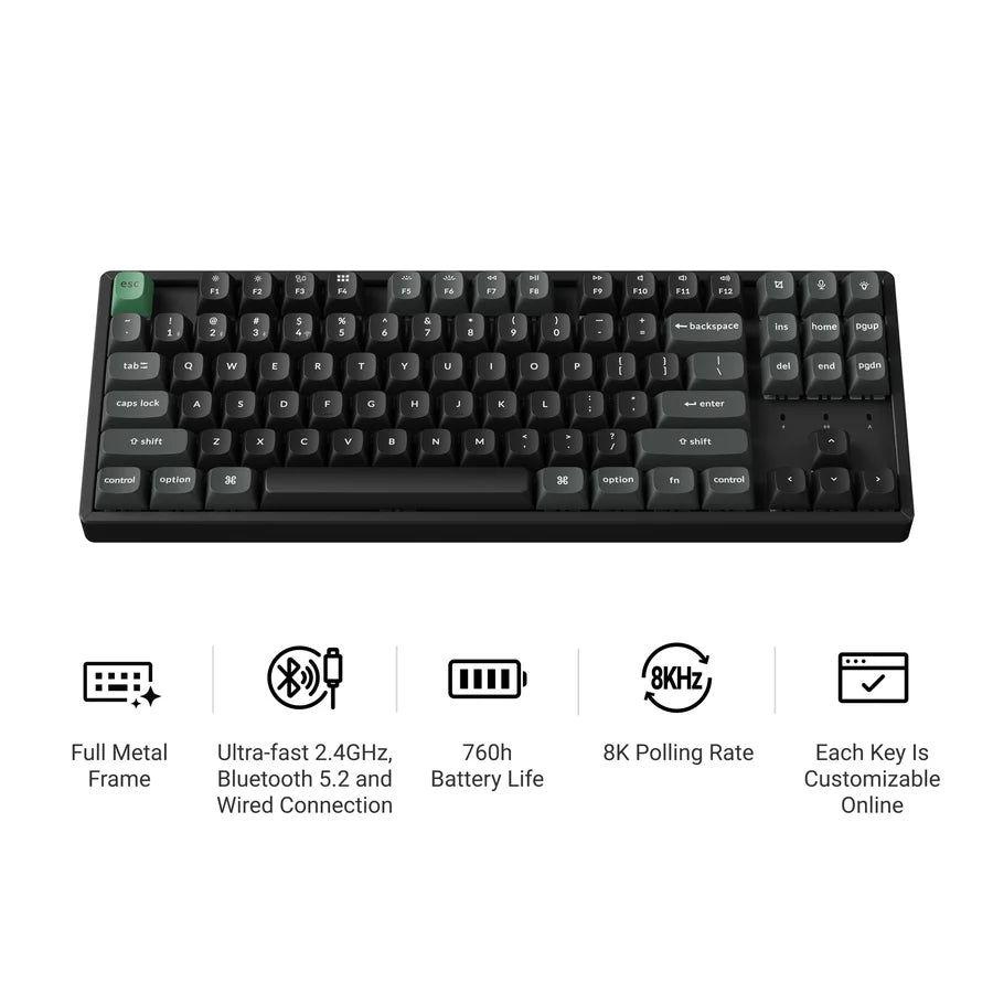 Keychroun K8 Ultra 8K K8U-J3 Black / Wireless / Hot-swap / 8k Pooling Rate / Mechanical keyboard / RGB / Keychron Apex Switch - Brown