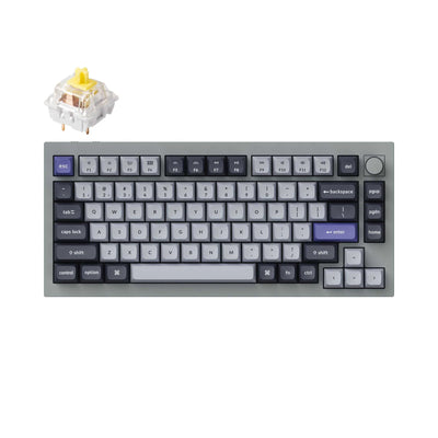 Keychron Q1 Pro QMK/VIA Wireless Mehanička Tastatura (Grey, Knob Version, Hot-swappable) (Gateron G Pro Banana Switch)