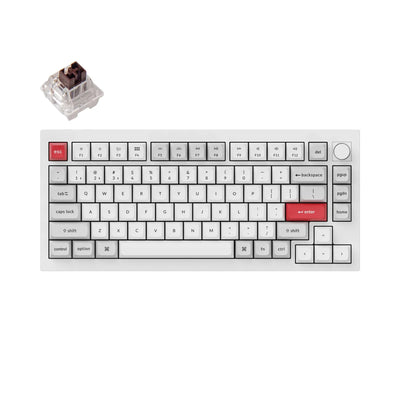 Keychron Q1 Pro QMK/VIA Wireless Mehanička Tastatura (White, Knob Version, Hot-swappable) (Gateron G Pro Brown Switch)