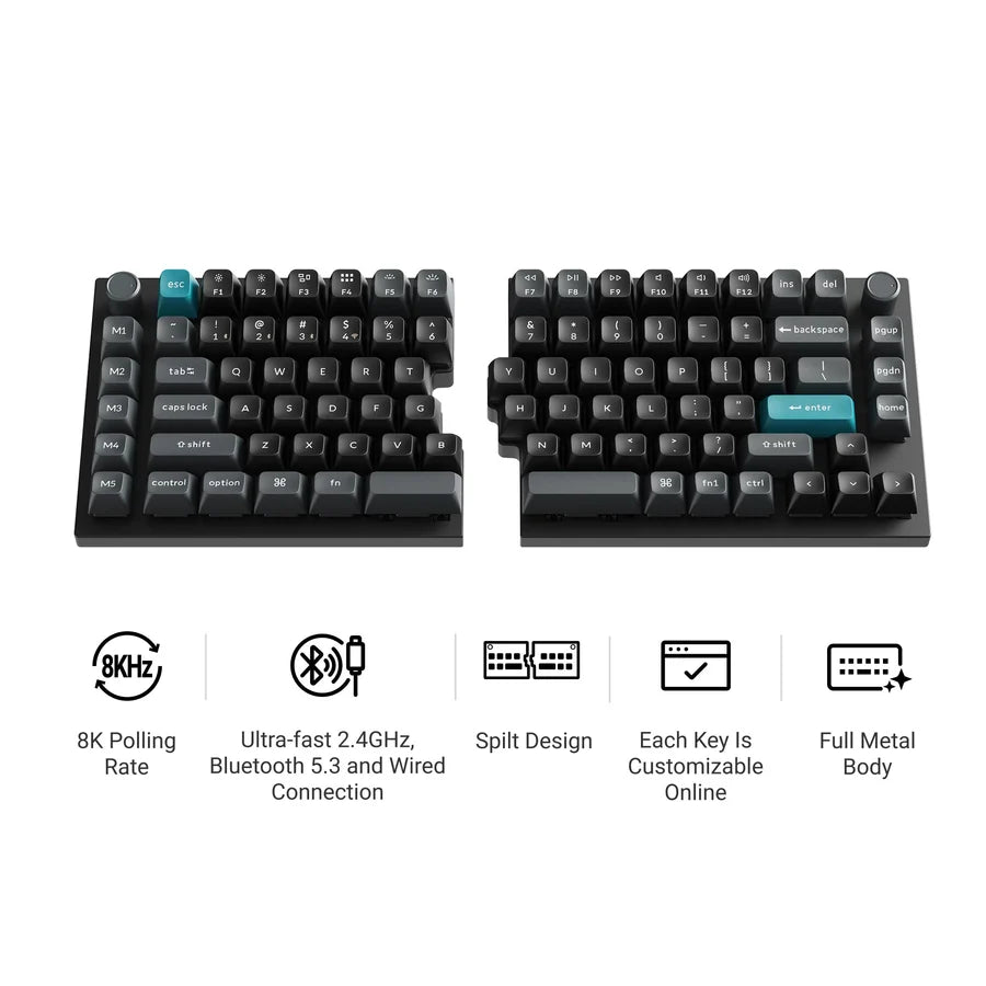 Keychron Q11 Ultra 8K  Wireless Q11U-M1 Black / Wireless / Hot-swap / 8k Pooling Rate / Mechanical keyboard / RGB / Keychron Silk POM Switch - Red