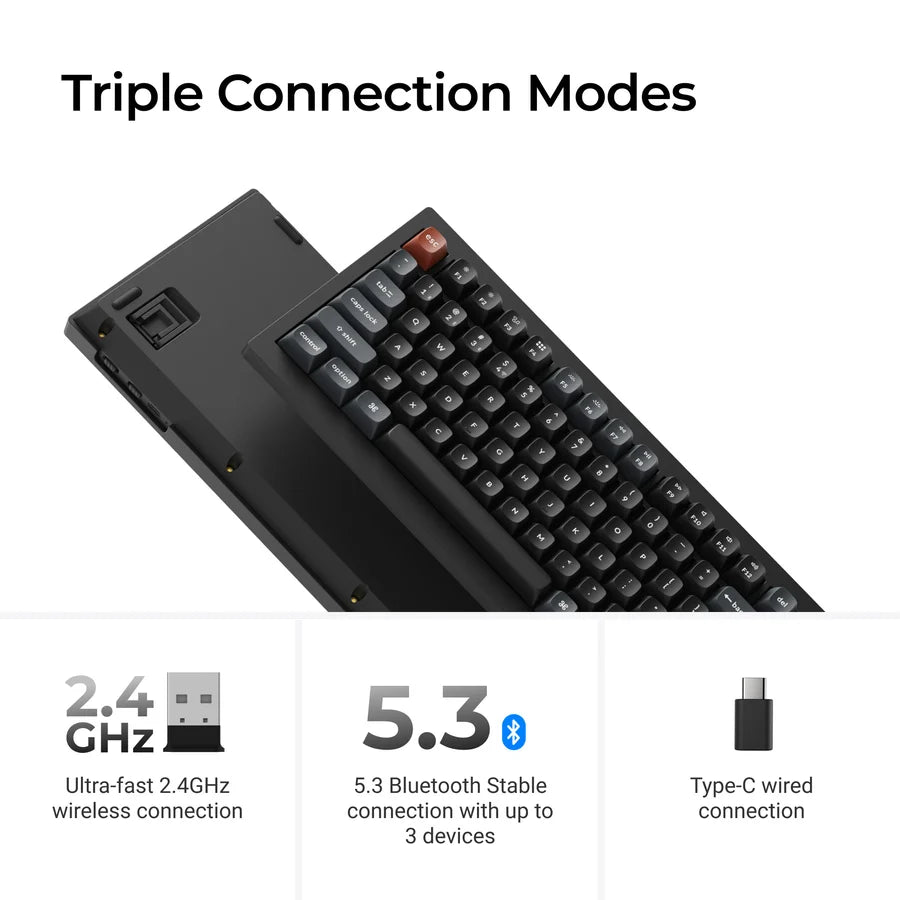 Keychron V5 Ultra 8K V5U-D3 Black / Wireless / Hot-swap / 8k Pooling Rate / Mechanical keyboard / Keychron Silk POM Switch - Brown