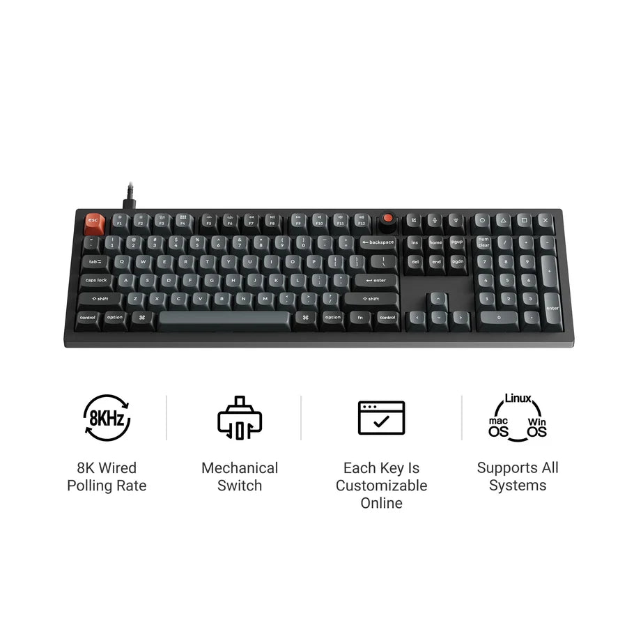 Keychron V6 8K QMK V6W-D1 Black / Wired / Hot-swap / 8k Pooling Rate / Mechanical keyboard / RGB / Keychron Super Red Switch