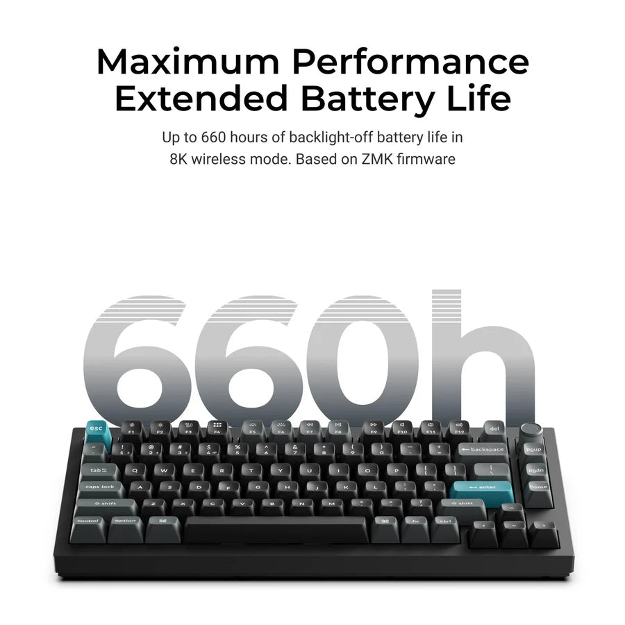 Keychron Q1 Ultra 8K Q1U-M1 Black / Wireless / Hot-swap / 8k Pooling Rate / Mechanical keyboard / RGB / Keychron Silk POM Switch - Red