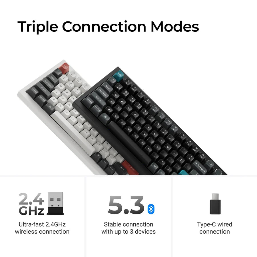 Keychron Q1 Ultra 8K Q1U-M1 Black / Wireless / Hot-swap / 8k Pooling Rate / Mechanical keyboard / RGB / Keychron Silk POM Switch - Red