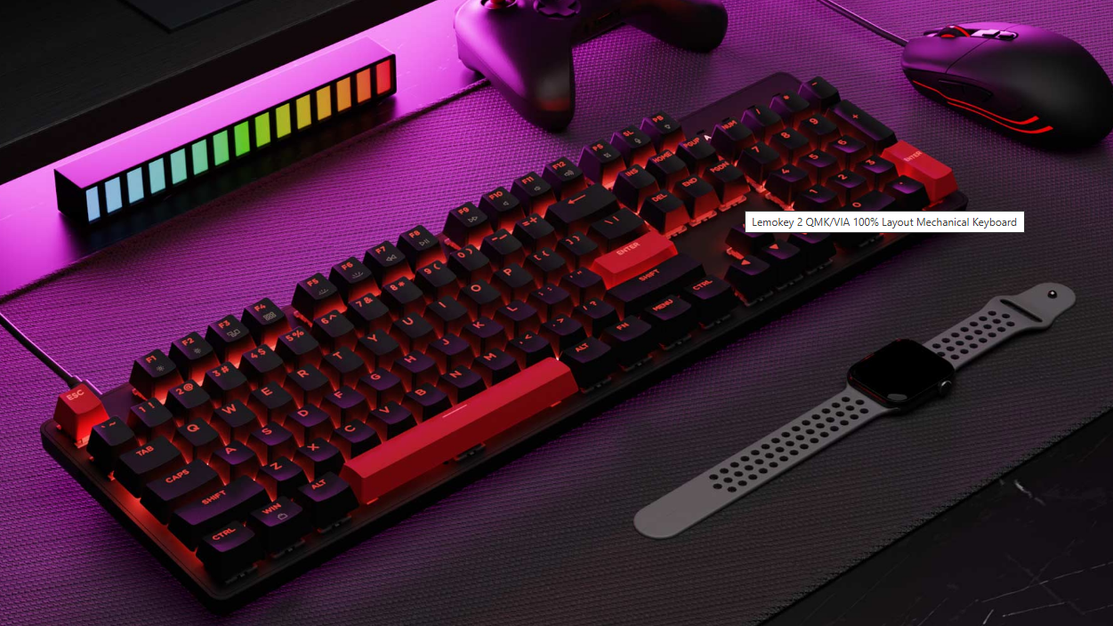 Lemokey X2 QMK Wired Mechanical Keyboard Red Backlight With M55 Mouse Combo