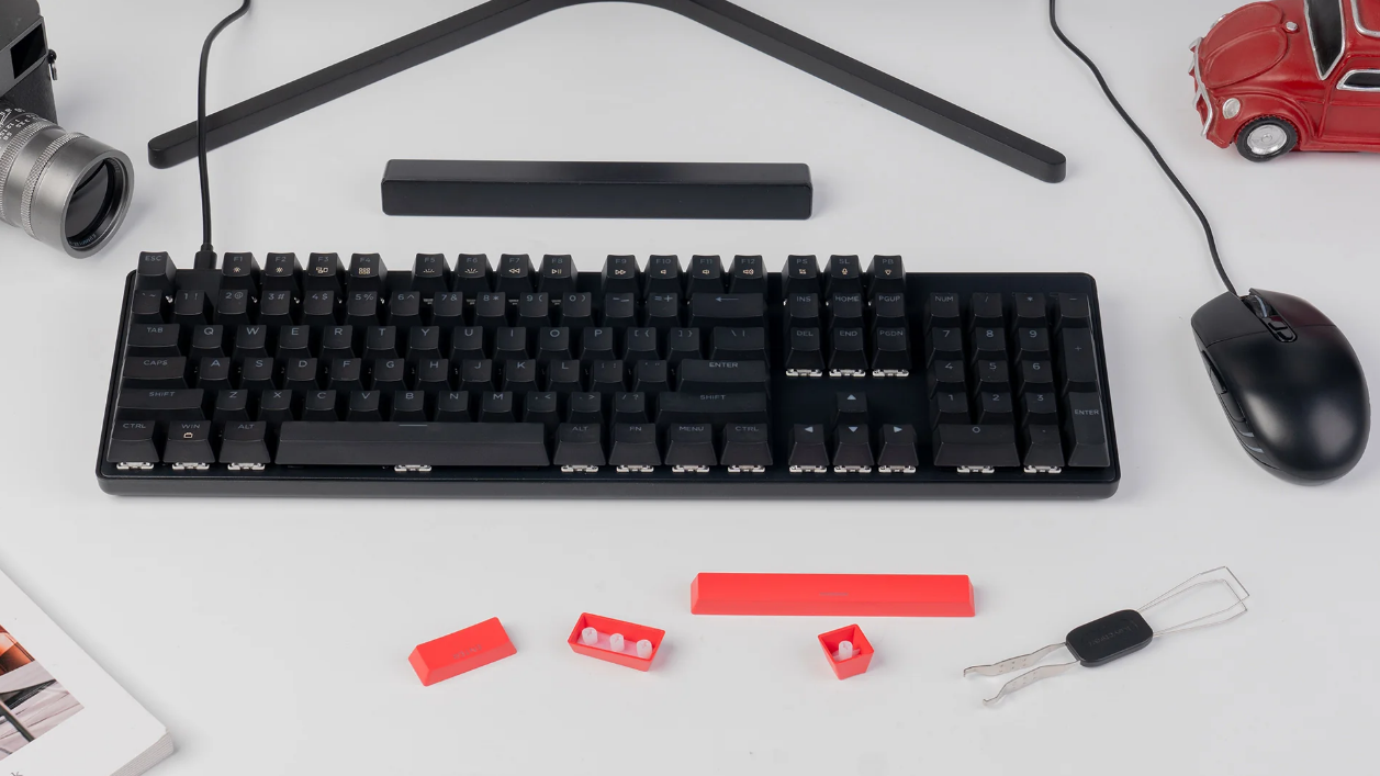 Lemokey X2 QMK Wired Mechanical Keyboard Red Backlight With M55 Mouse Combo