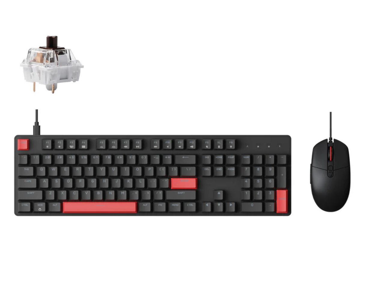 Lemokey X2 QMK Wired Mechanical Keyboard Red Backlight With M55 Mouse Combo