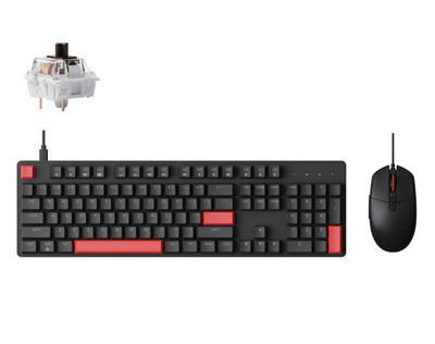 Lemokey X2 QMK Wired Mechanical Keyboard Red Backlight With M55 Mouse Combo