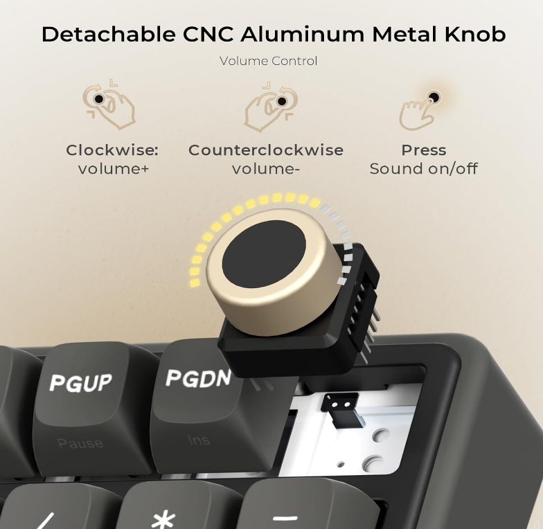 K ROYAL KLUDGE R98 Pro Phantom Wired Mechanical Keyboard, 96% RGB Backlit Hot Swappable Beige Switch
