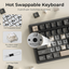 K ROYAL KLUDGE R98 Pro Phantom Wired Mechanical Keyboard, 96% RGB Backlit Hot Swappable Beige Switch