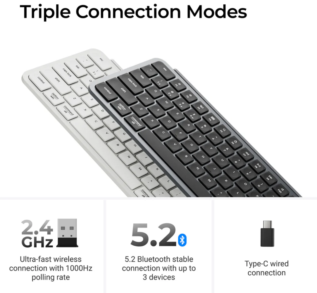 Keychron B2 Pro White Ultra-Slim Wireless Keyboard B2P-K8
