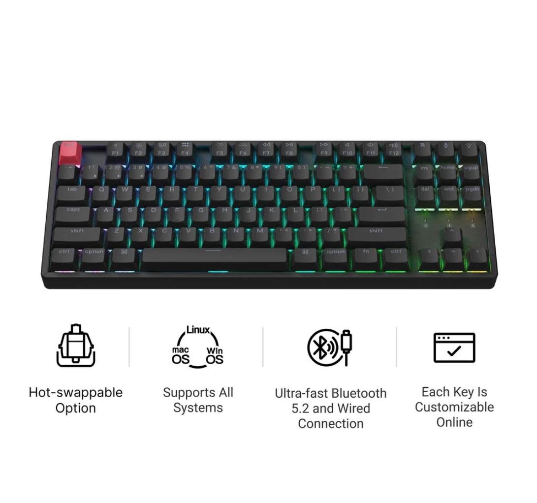 Keychron K8 QMK Wireless Mechanical Keyboard (Version 2) Banana Switch K8X-B4