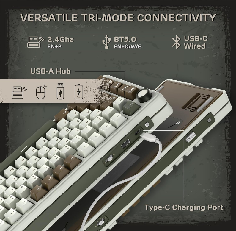 Royal Kludge RK L75 RGB Hot-Swappable Mechanical Keyboard Palm Green Cream Switch