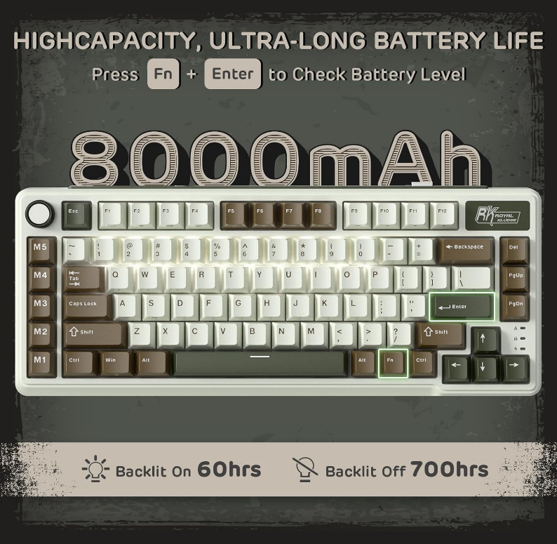 Royal Kludge RK L75 RGB Hot-Swappable Mechanical Keyboard Palm Green Cream Switch