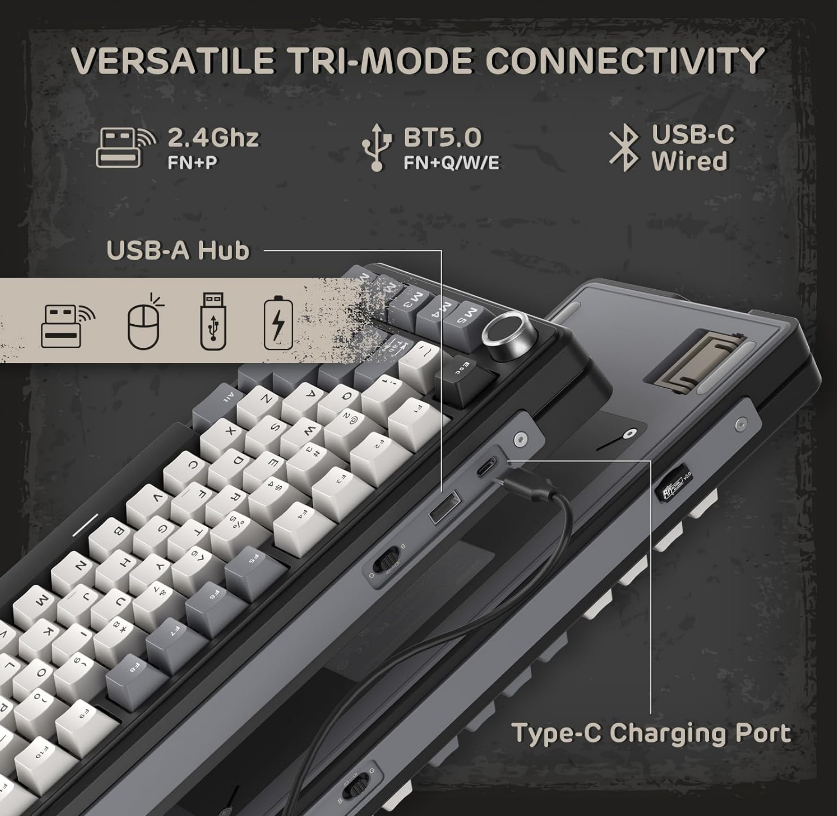 Royal Kludge RK L75 RGB Hot-Swappable Mechanical Keyboard Knight Black Cream Switch