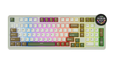 RK ROYAL KLUDGE F99 Palm Green Beige Switch Tri-Mode Hot Swappable Wireless Mechanical Keyboard