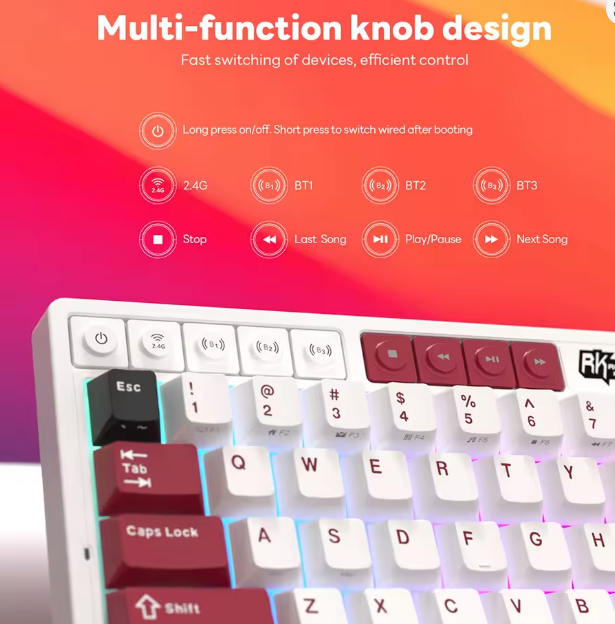 Royal Kludge RK M65 Tri-Mod RGB Famicom Cream Prekidač