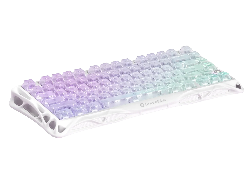 GravaStar Mercury K1 Lite 75% Wireless Mechanical Gaming Keyboard Crystal Aurora/Hot-swap/Shine-through keycaps/BSUN linear switches