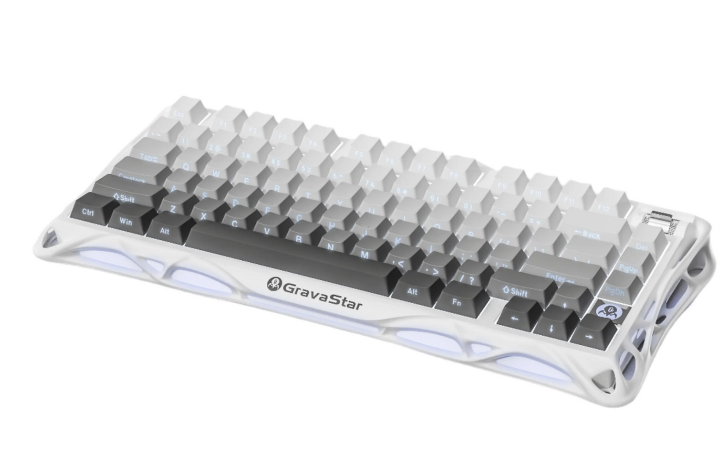 GravaStar Mercury K1 75% Wireless Mechanical Gaming Keyboard Gradient White/Hot-Swap/Sideprint, shine-through keycaps/Linear switches