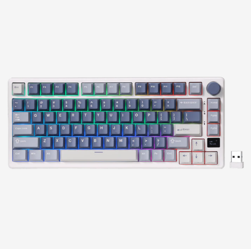 RK ROYAL KLUDGE M75 "Ocean Blue" Displej i Točkić, RGB Pozadinsko Osvetljenje, Hot-Swap, Boja , Beige Prekidač