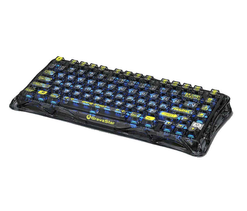 GravaStar Mercury K1 Lite 75% Wireless Mechanical Gaming Keyboard Transparent Black/Hot-swap/Shine-through keycaps/BSUN linear switches