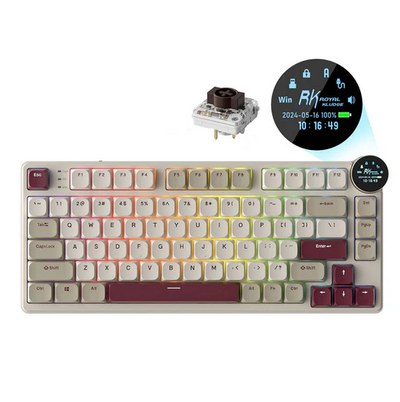 Royal Kludge RK N80 75% RGB Rosy Clouds Wireless Keyboard Hot-swap - Brown Switch