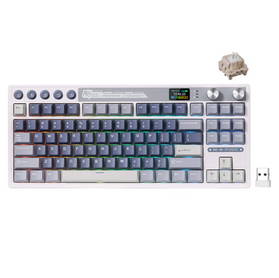 Royal Kludge RK M87 Ocean Blue Tri-Mode RGB Hot-Swappable Mechanical Keyboard Brown Switch